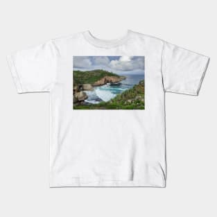 Wavy rock lagoon beach Midodaren on Java, Indonesia. Kids T-Shirt